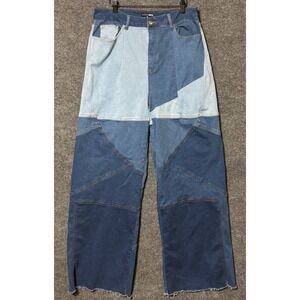 Fashion Nova Women's Size 1X High Rise Patchwork‎ Wide Leg Denim Jeans Raw Hem